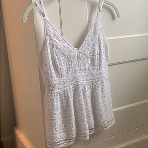 abercrombie and fitch white lace tank top